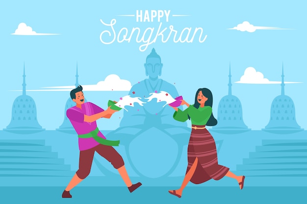 Illustration d'événement design plat songkran