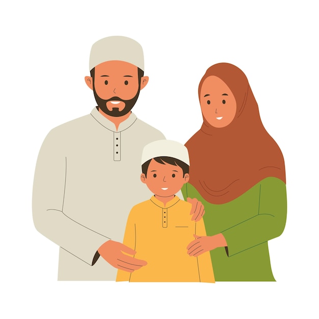 Illustration d'une famille musulmane heureuse