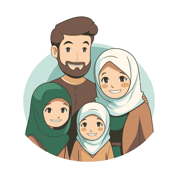 Illustration Une Famille Musulmane Se Réunit En émettant De La Chaleur Et De La Solidarité