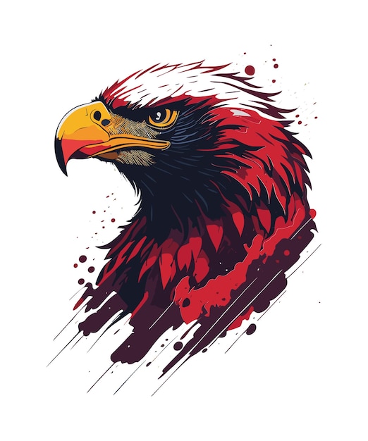 Illustration d'un faucon rouge et noir isolé sur un fond