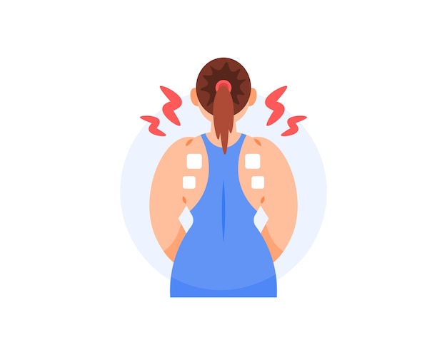 illustration d'une femme appliquant un patch pour soulager sa douleur au dos