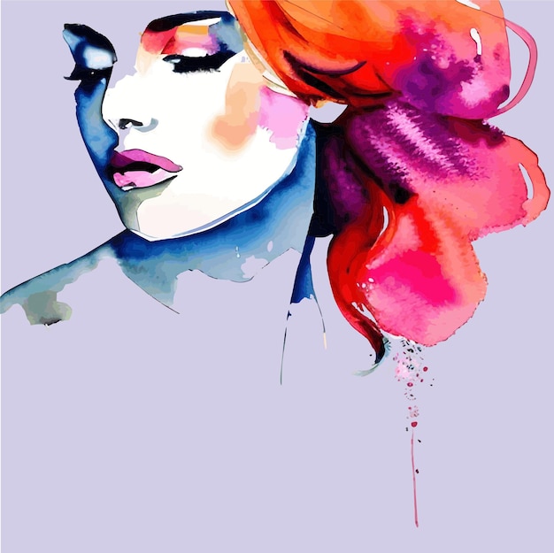 Vecteur illustration de femme aquarelle