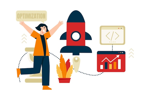Illustration d'une femme dans l'optimisation SEO réussie