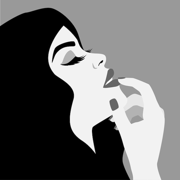 Vecteur illustration d'une femme dans le style noir et blanc