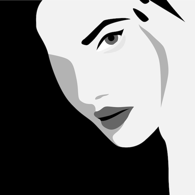 Vecteur illustration d'une femme dans le style noir et blanc