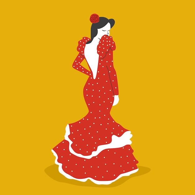 Vecteur illustration de femme flamenco design plat