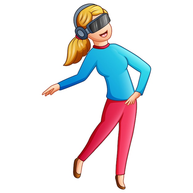 Illustration D'une Femme Heureuse Portant Des Lunettes Vr