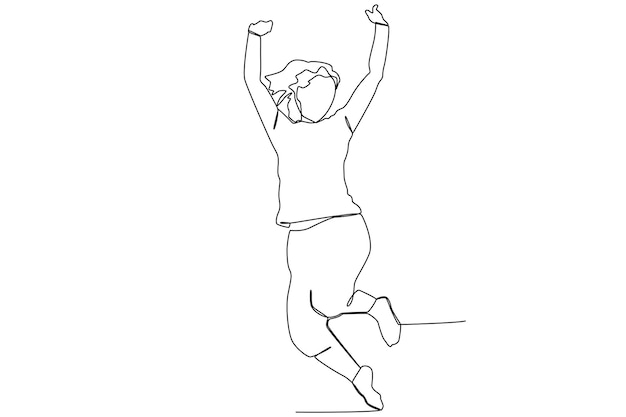 Une illustration de femme heureuse sautant pour le dessin au trait de la journée de la femme