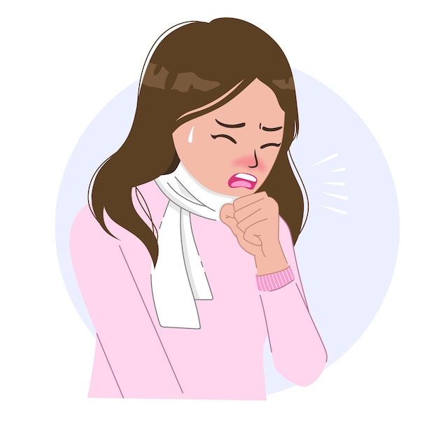 Illustration D'une Femme Malade Qui Tousse Et éternue à Cause D'une Allergie à La Grippe