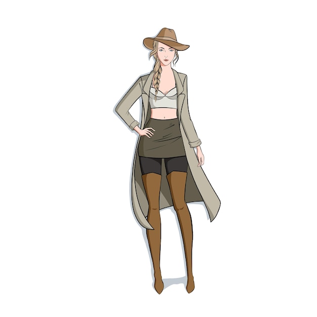 Illustration De Femme Mode Dessiné à La Main