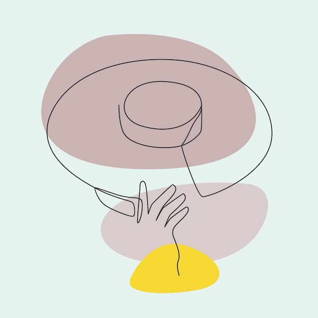 Illustration D'une Femme Portant Un Chapeau Dans Un Style D'art En Ligne