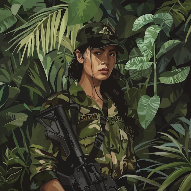 Vecteur l'illustration d'une femme soldat