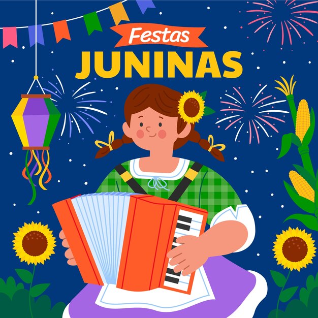 Vecteur l'illustration de festas juninas au brésil