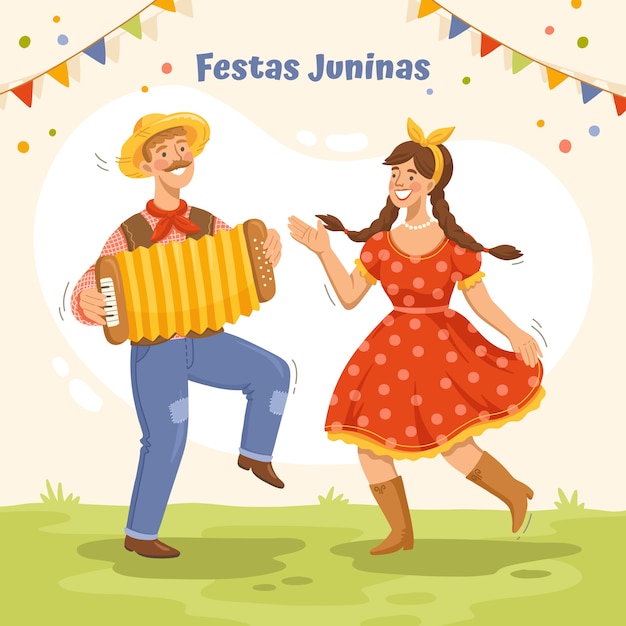 Vecteur illustration de festas juninas plat