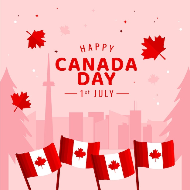 Illustration de la fête du canada plat