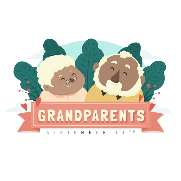 Vecteur illustration de la fête des grands-parents dessinés à la main
