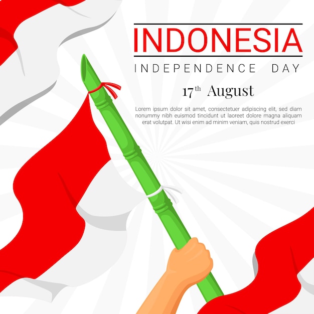 Vecteur illustration de la fête de l'indépendance indonésienne sur le thème de l'esprit de lutte