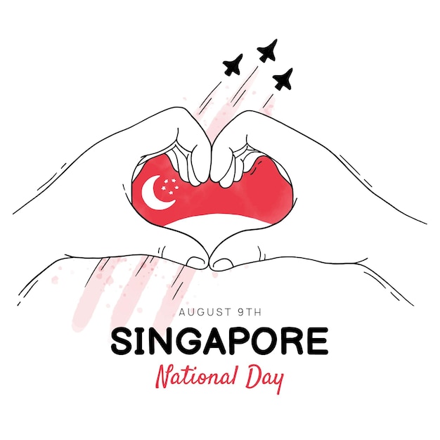 Illustration de la fête nationale de singapour dessinés à la main