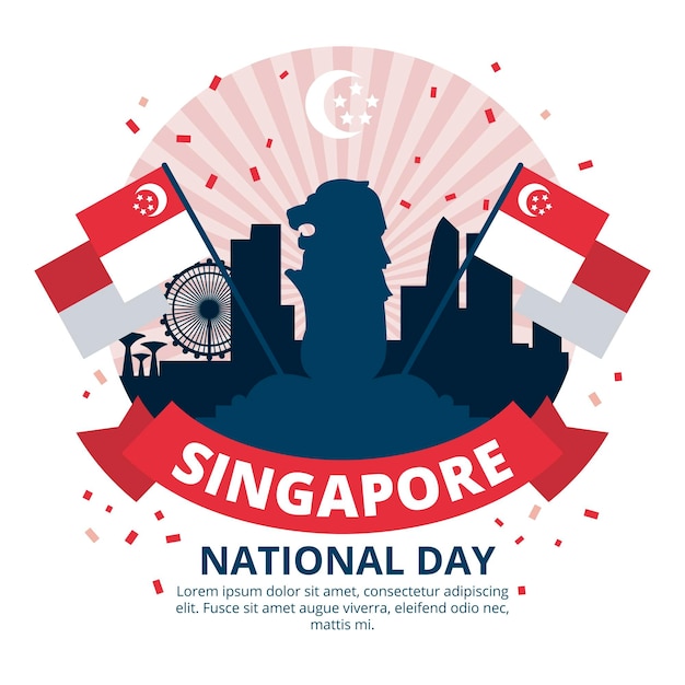 Illustration De La Fête Nationale De Singapour Plat
