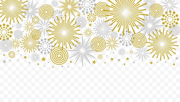 Illustration de feux d'artifice isolé sur fond blanc. Fond festif de vecteur.