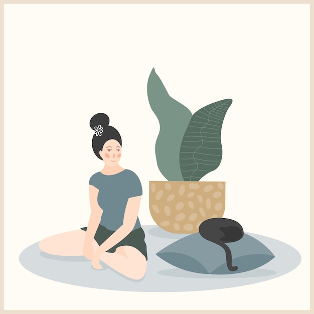 Illustration de fille abstraite doodle