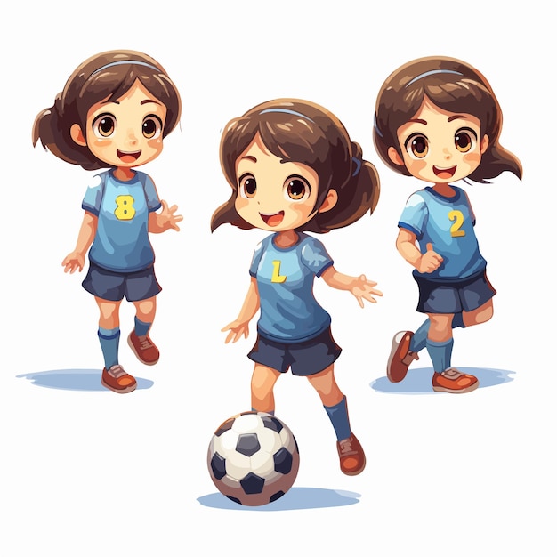 Illustration D'une Fille Avec Un Ballon De Football En Design Plat