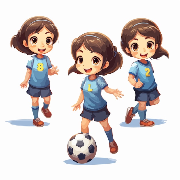 Illustration d'une fille avec un ballon de football en design plat