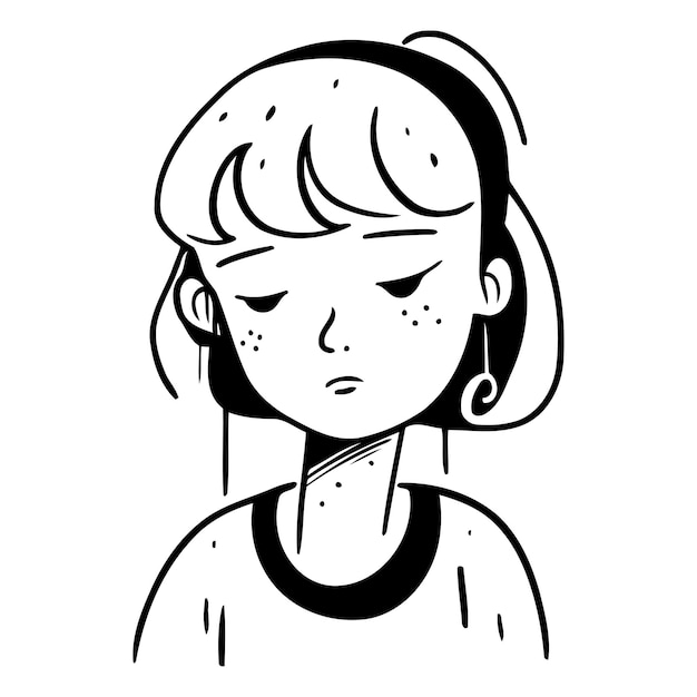 Vecteur illustration d'une fille avec une expression triste sur son visage