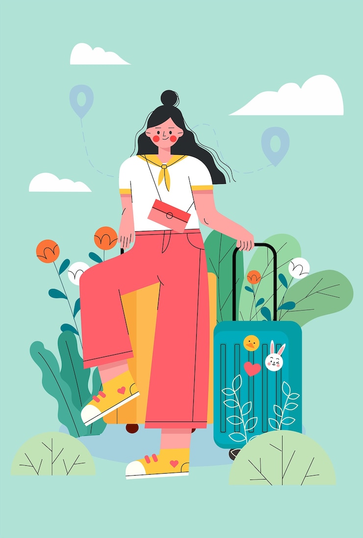 illustration de la fille voyageuse