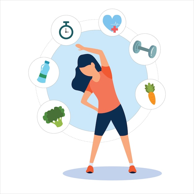 illustration de fitness de la personne soignante conception graphique