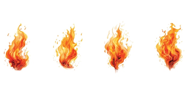 Vecteur illustration de flamme sur fond blanc