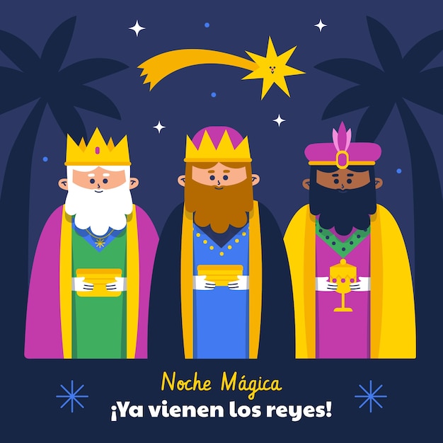 Vecteur illustration de flat reyes magos (en anglais)