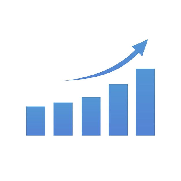 Vecteur illustration de la flèche vers le haut du graphique le graphique monte avec une flèche bleue