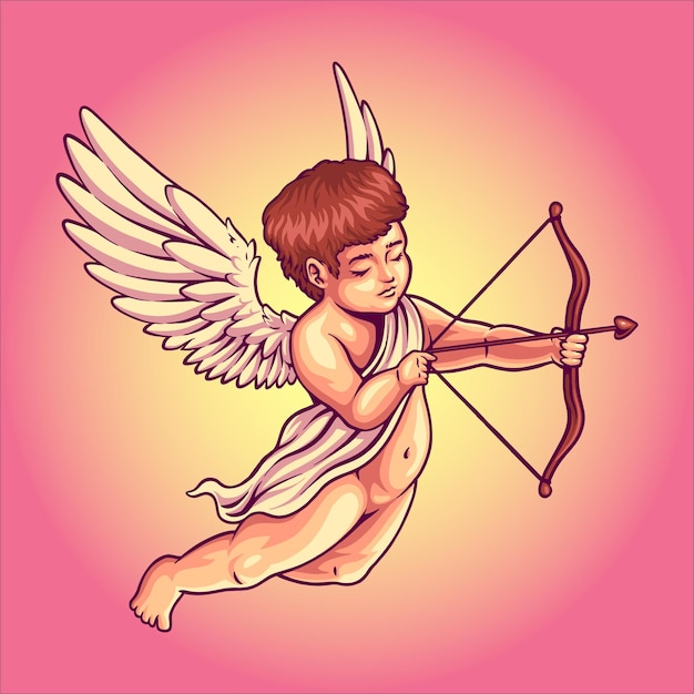 Illustration de fléchettes cupidon joli bébé mignon