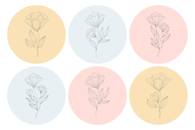 illustration de fleur minimaliste dans le style d'art en ligne