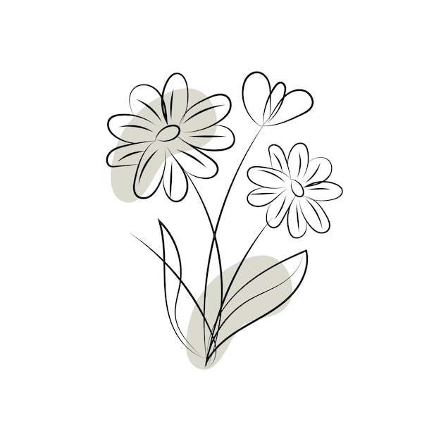 une illustration de fleur minimaliste dessin au trait dans le style d'art en ligne