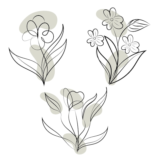 une illustration de fleur minimaliste dessin au trait dans le style d'art en ligne