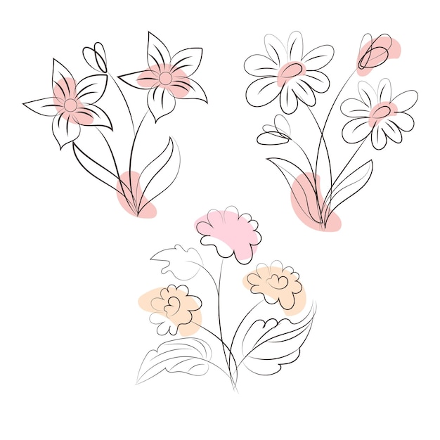 une illustration de fleur minimaliste dessin au trait dans le style d'art en ligne
