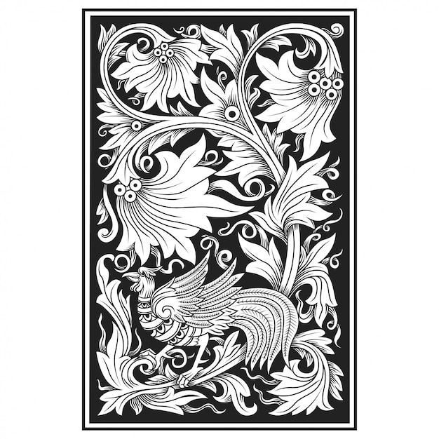 Illustration De Fleur Motif Ajouré Sculpté. Motif Indonésien.