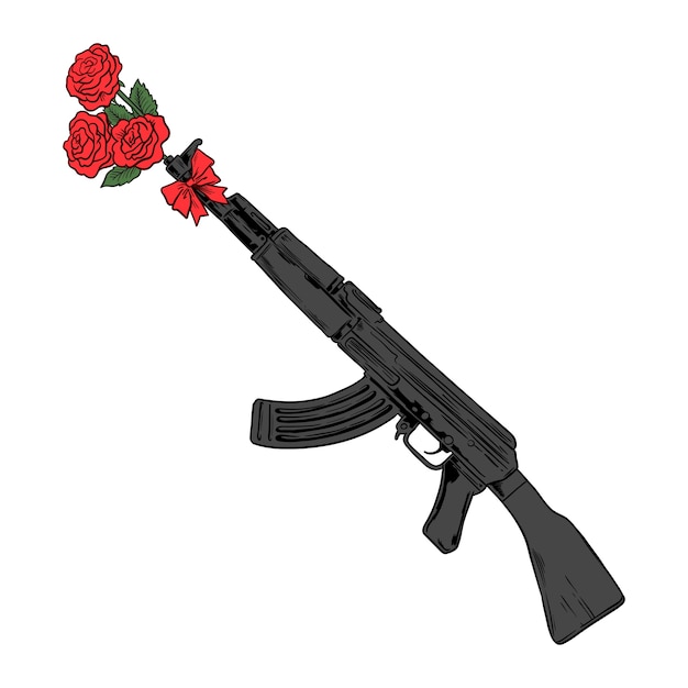 Illustration De La Fleur Pas Du Pistolet