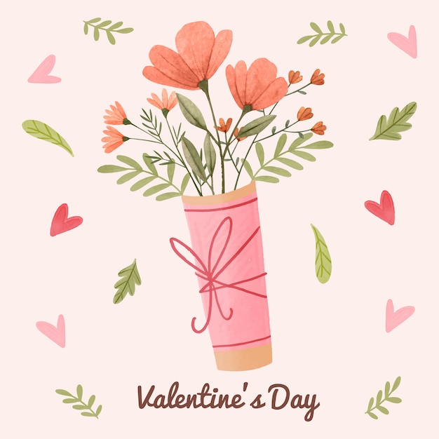Illustration de fleurs aquarelle saint valentin