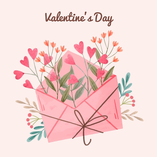 Illustration de fleurs aquarelle saint valentin