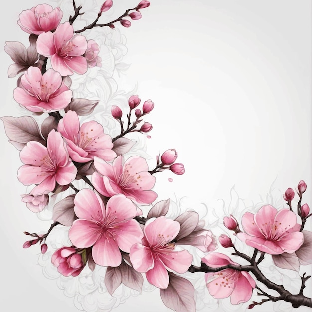 illustration de fleurs de cerisier pour les bordures naturelles et la décoration