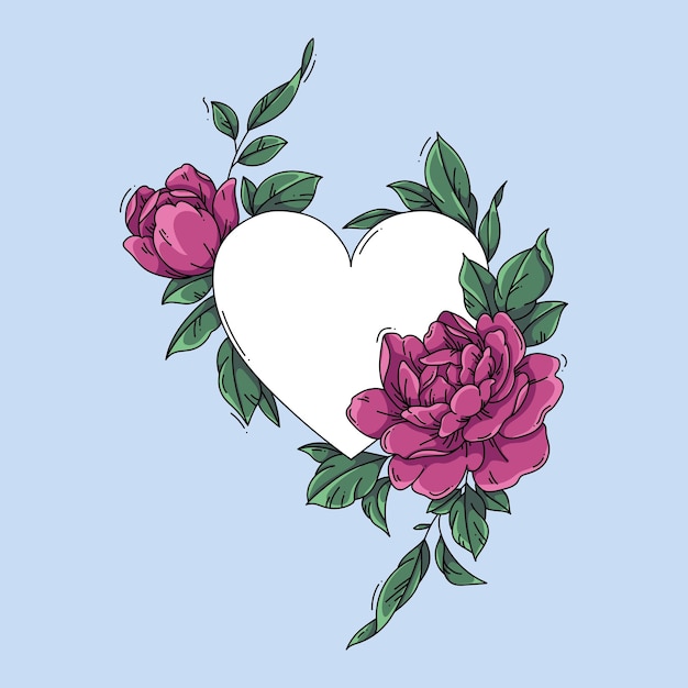 Vecteur illustration fleurs et coeur