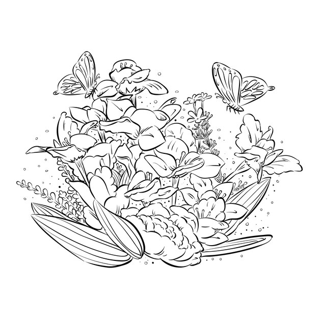 Illustration De Fleurs Dans Un Style Dessiné à La Main