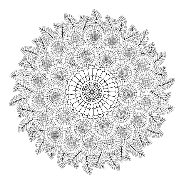 Illustration De Fleurs Dessinées à La Main Et Livre De Coloriage De Fleurs Pour Adultes