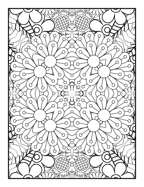 Illustration De Fleurs Dessinées à La Main Et Livre De Coloriage Floral Pour Adultes Avec Livre De Coloriage Mandala
