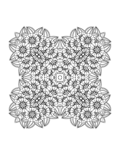 Illustration de fleurs dessinées à la main Page de coloriage Mandala pour adulte et intérieur kdp mandala