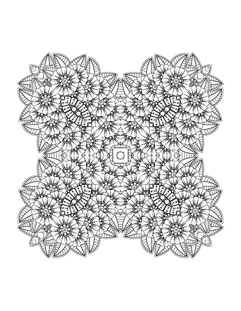 Illustration De Fleurs Dessinées à La Main Page De Coloriage Mandala Pour Adulte Et Intérieur Kdp Mandala