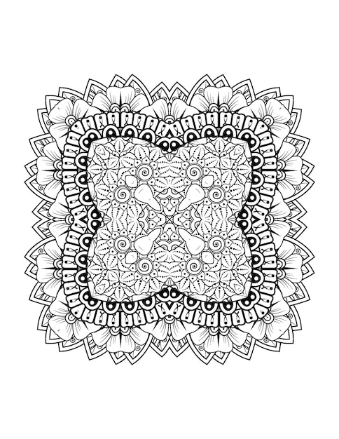 Illustration De Fleurs Dessinées à La Main Page De Coloriage Mandala Pour Adulte Et Intérieur Kdp Mandala